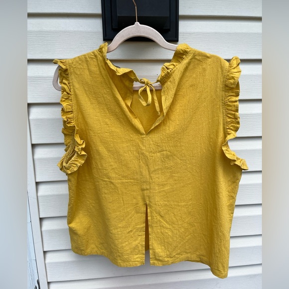 TOIT VOLANT SASHA RUFFLE LADIES YELLOW BLOUSE-L -RARE! - Picture 6 of 9